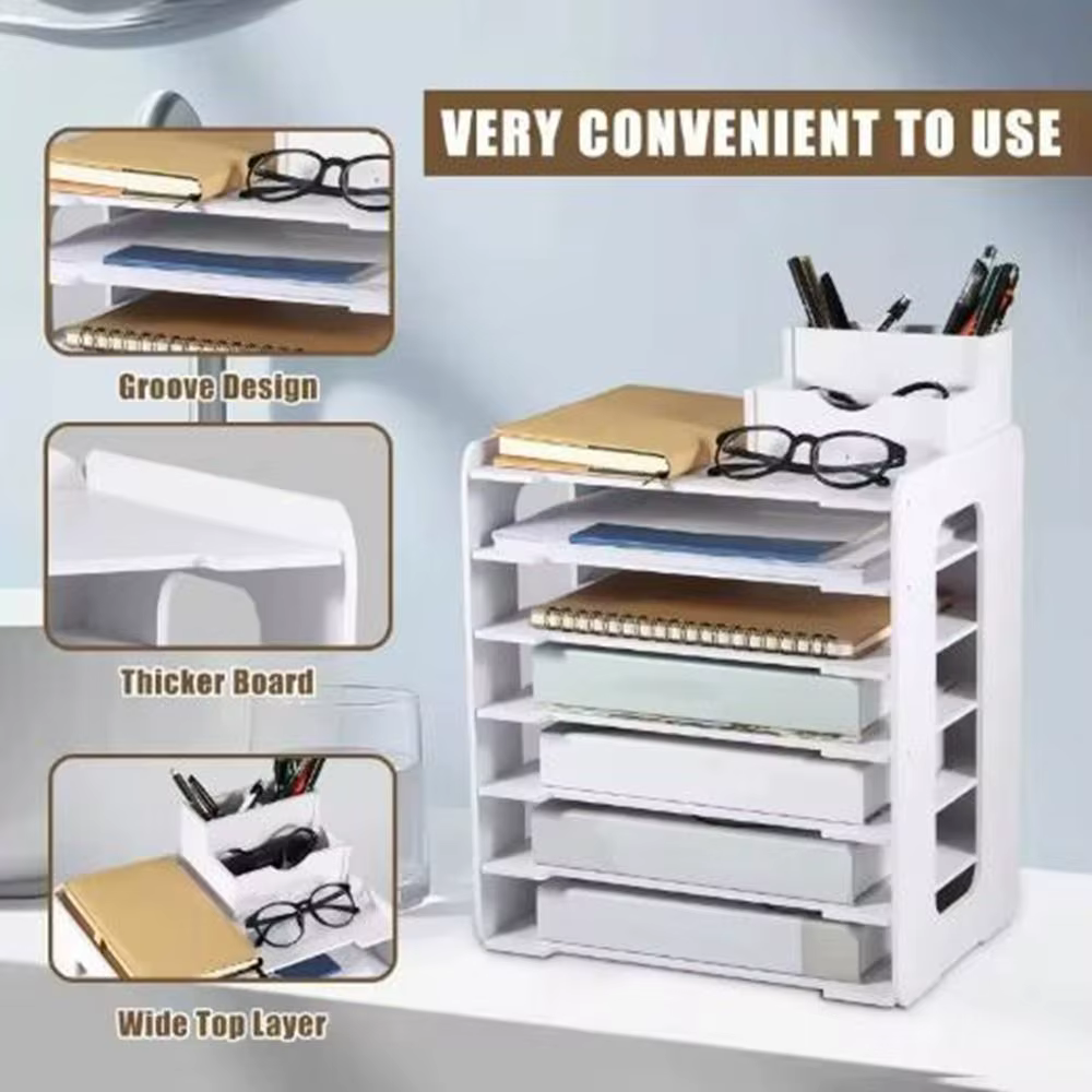 Support de stockage de fichiers multicouche en PVC, gain de place, porte-fichiers à assemblage facile, support de fichiers de Table de grande capacité, fournitures de comptabilité