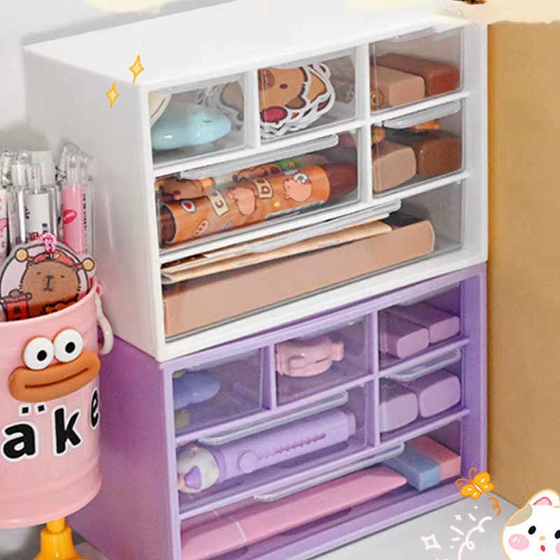 Boîte de rangement de bureau multicouche grande capacité
