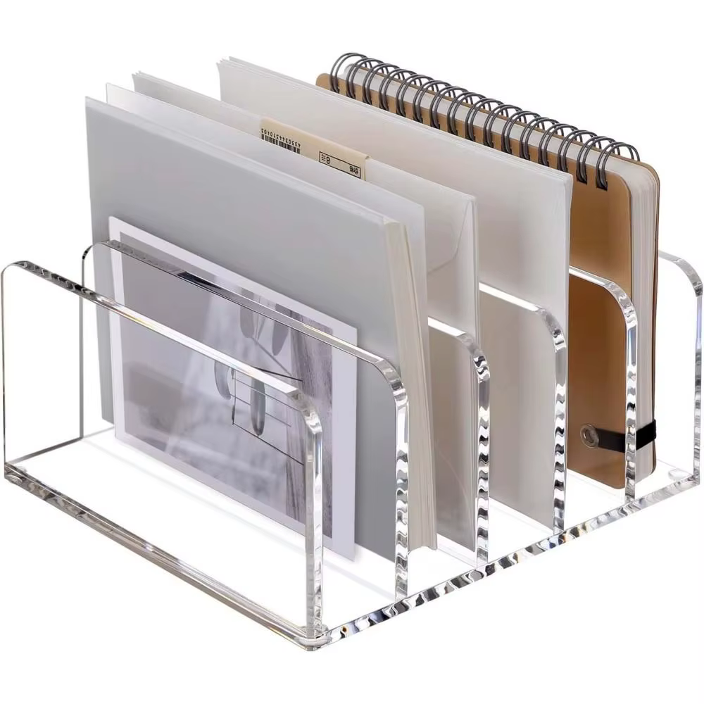 Organisateur de fichiers vertical, porte-documents, trieur de dossiers, organisateur de bureau, organisateur de courrier en acrylique transparent, tablettes, smartphones