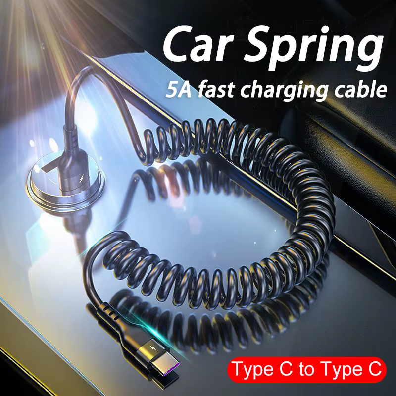 Câble télescopique à ressort USB Type C 66W pour voiture 5A