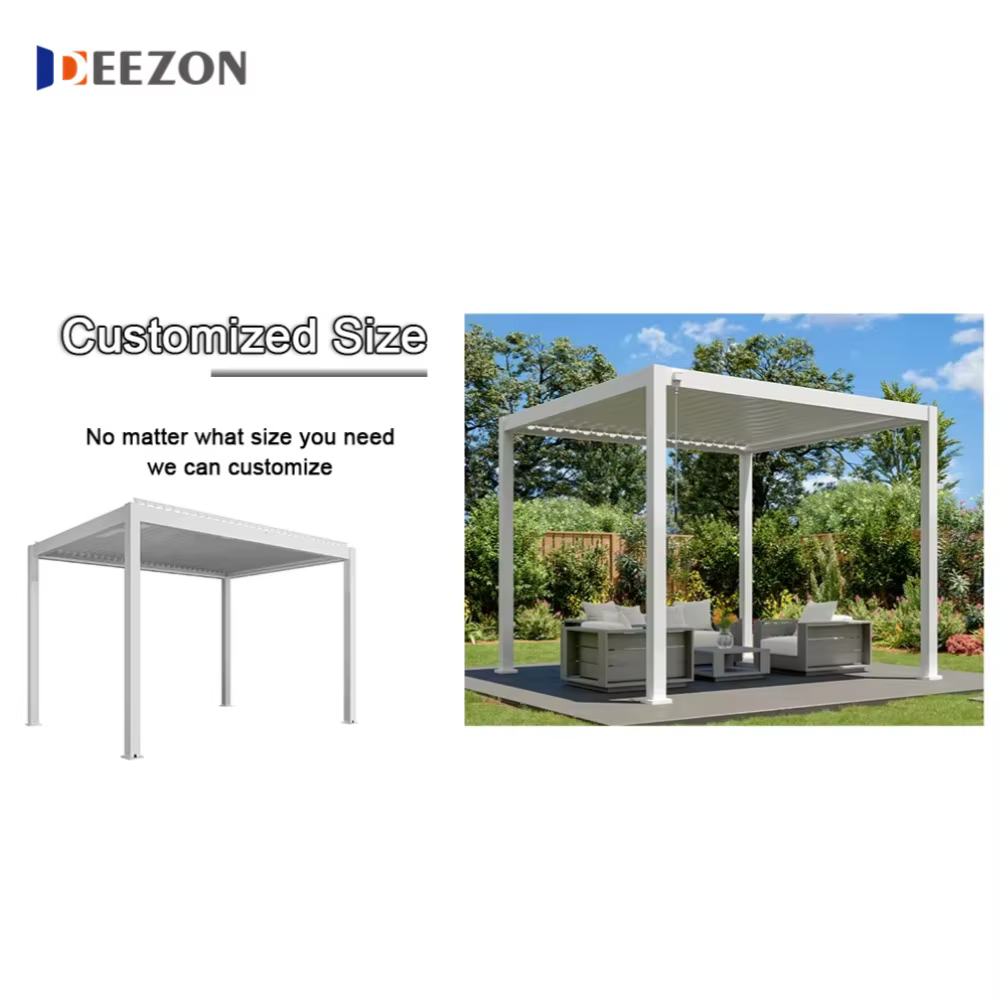 Roofs rétractables imperméables extérieurs Pergolas de luxe Pergola à persiennes en aluminium motorisée