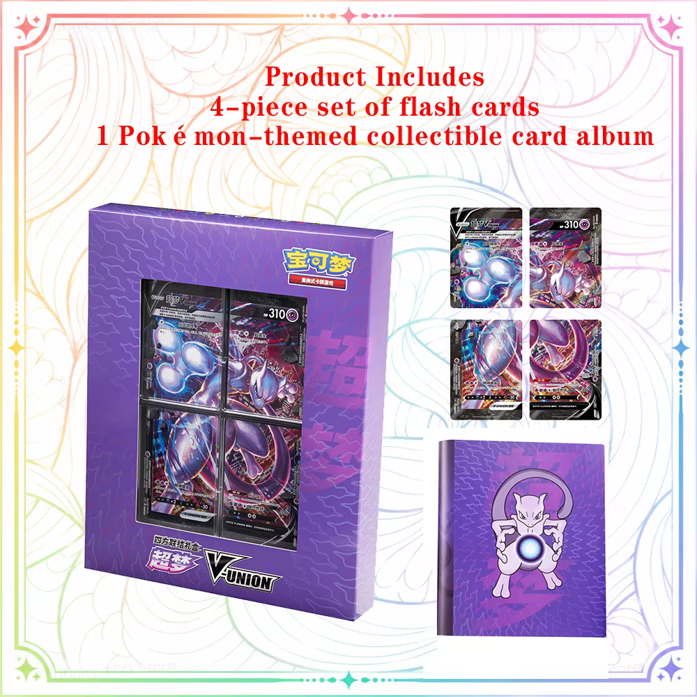 100% authentique, original, coffret cadeau de cartes à collectionner Pokémon TCG V-Union Quartet Coupling, Pikachu Mewtwo