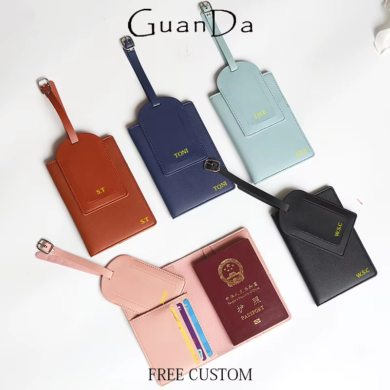 Ensemble de porte-passeport de voyage personnalisé en cuir