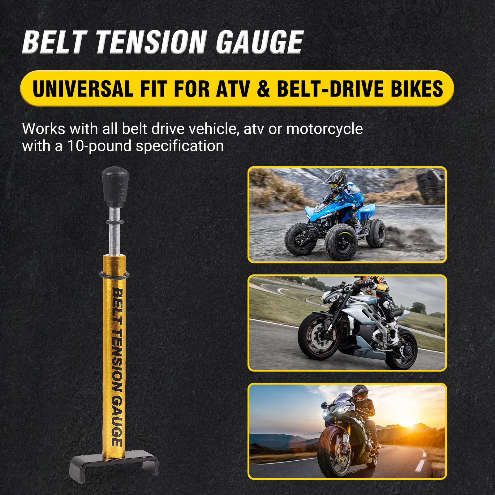 Jauge de Tension de ceinture de moto en métal