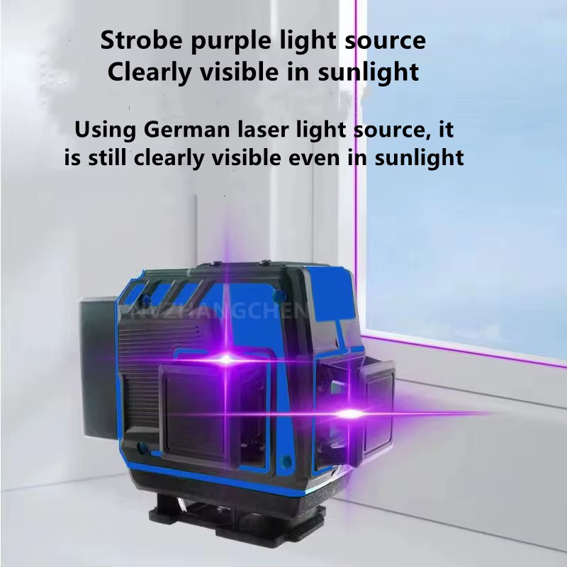 Niveau Laser 12/16 lignes 3D/4D ligne violette auto-nivelante 360 ​​rotation horizontale verticale