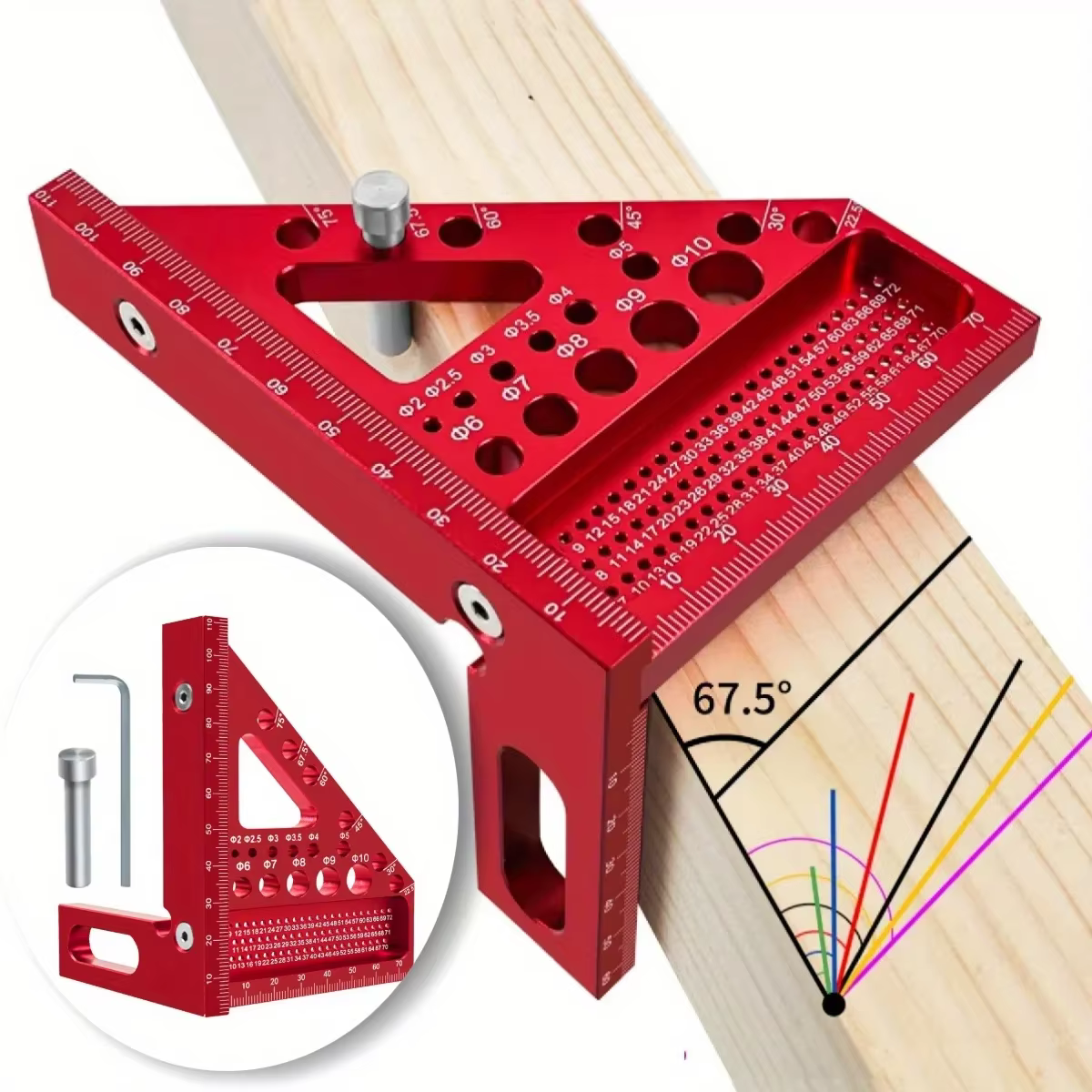 Règle de traçage en aluminium pour charpentier