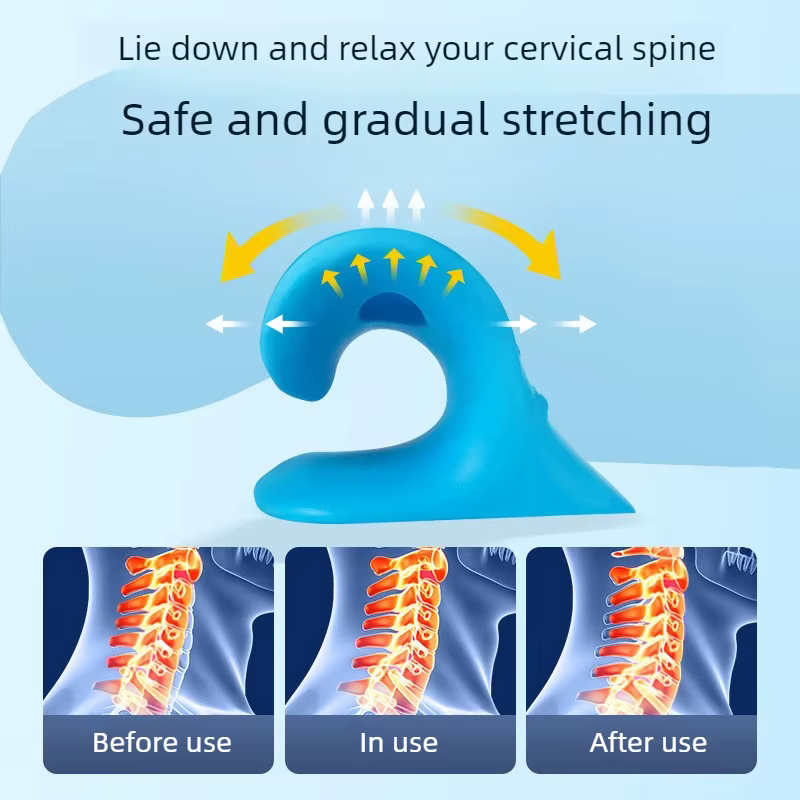 Oreiller cervical pour spondylite cervicale, correction de la courbure de la colonne vertébrale, correcteur de tête inclinée vers l'avant, masseur, support élastique pour le cou