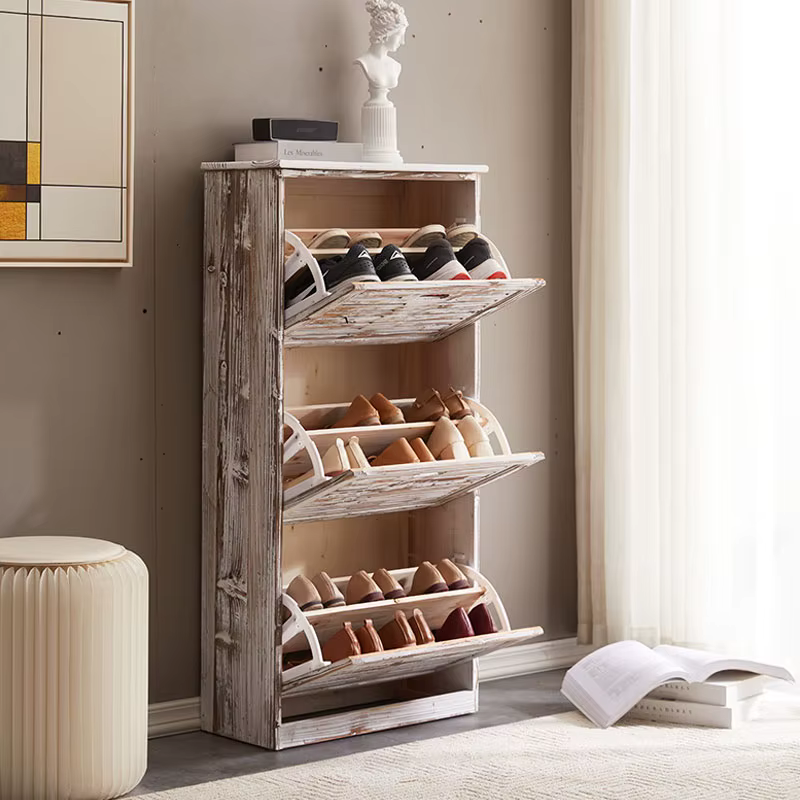 Armoire à chaussures rustique à 3 tiroirs rabattables de Style nordique