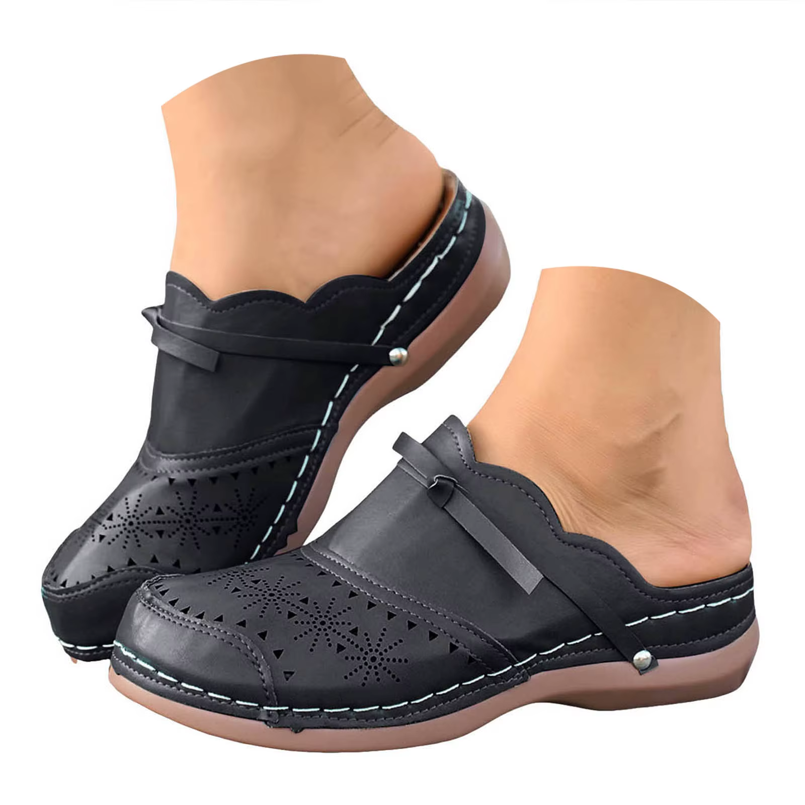 Sandales orthopédiques pour femmes, sandales décontractées à plateforme compensée avec soutien de la voûte plantaire, ajourées, légères, chaussures tendance pour femmes