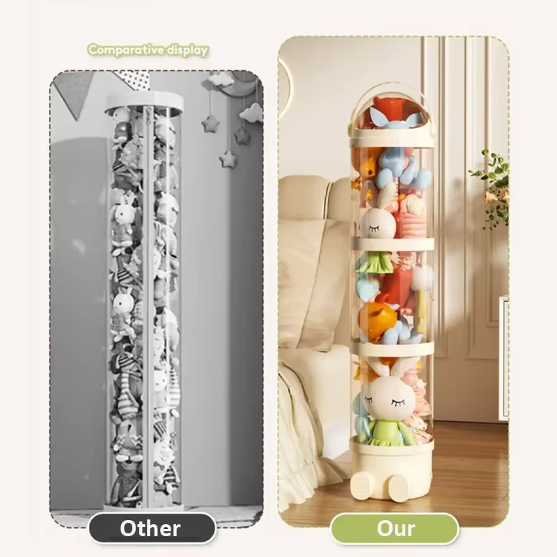 Boîte de rangement de poupées, Organization de jouets, Tube de rangement de jouets en peluche, baril de rangement en plastique Transparent, organisateur de jouets pour enfants
