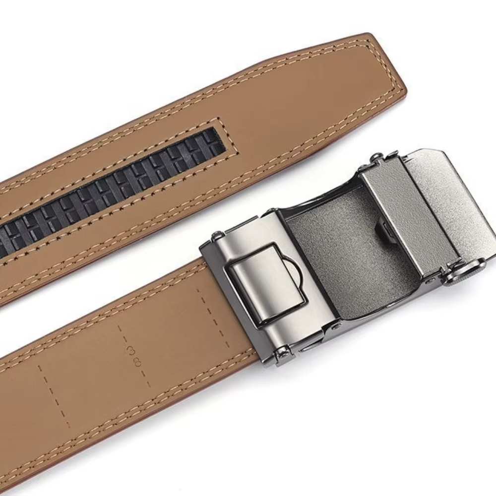Ceinture pour homme en alliage géométrique plat avec boucle automatique