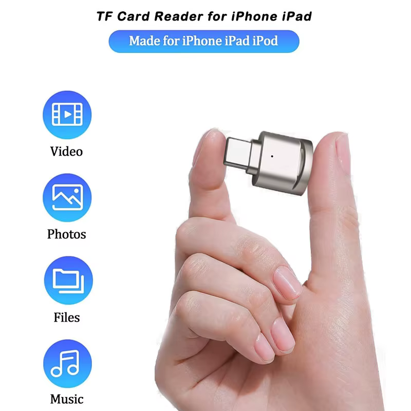 Lecteur de carte TF Lightning pour iPhone 14/13/12/11/Pro Max et iPad – Transfert de photos de l'appareil photo numérique