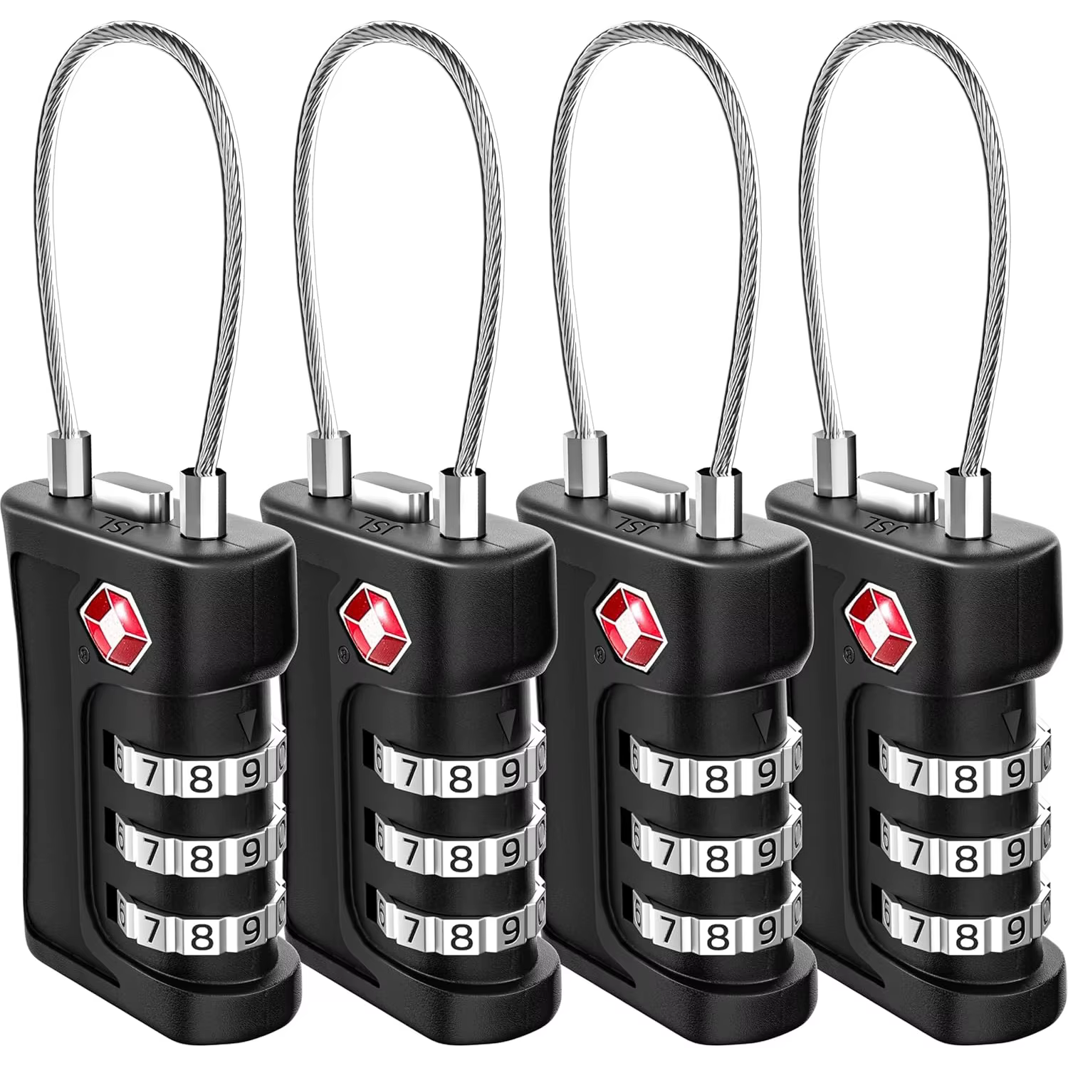 Lot de 4 cadenas à code douanier TSA pour bagages de voyage