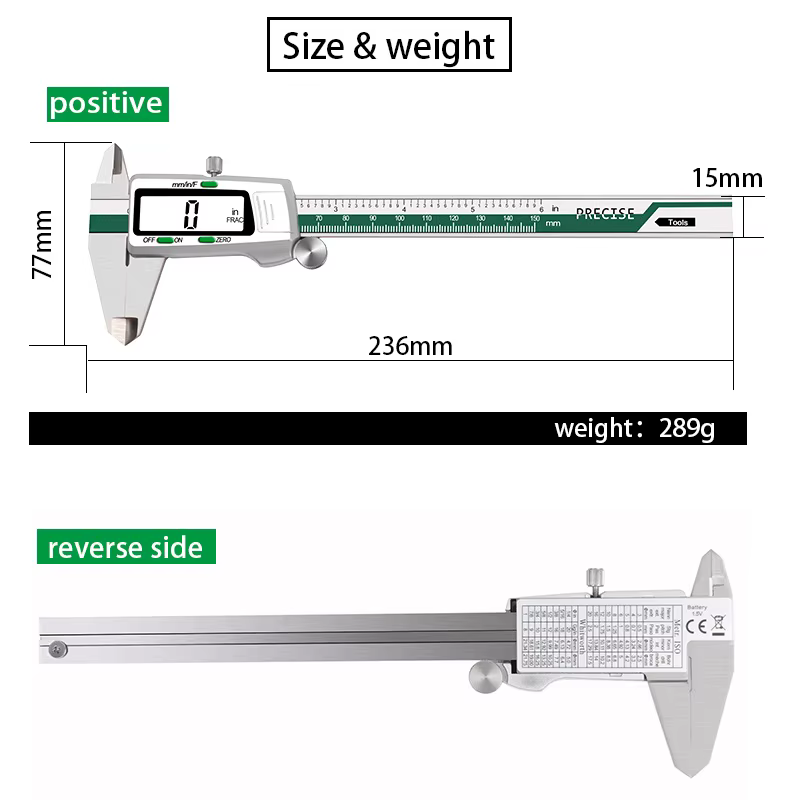 150mm Numérique Caliper En Acier Inoxydable Fraction/MM/Pouces 0.01mm Haute Précision pour Composants Mécaniques Mesure