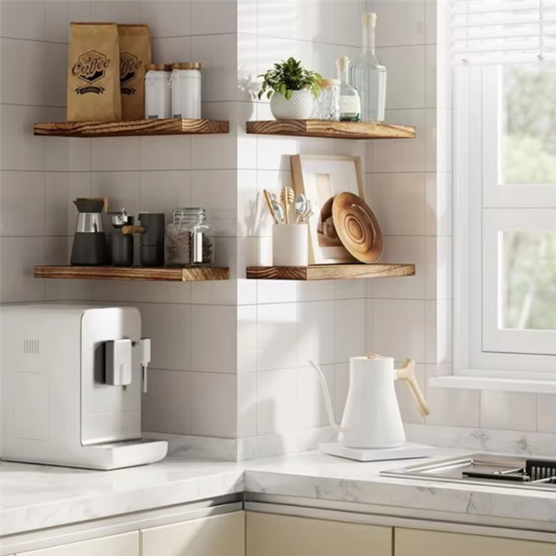AFOURT-Étagère murale en bois pour balcon, salle de bain et salon-cloison peu encombrante et rangement décoratif