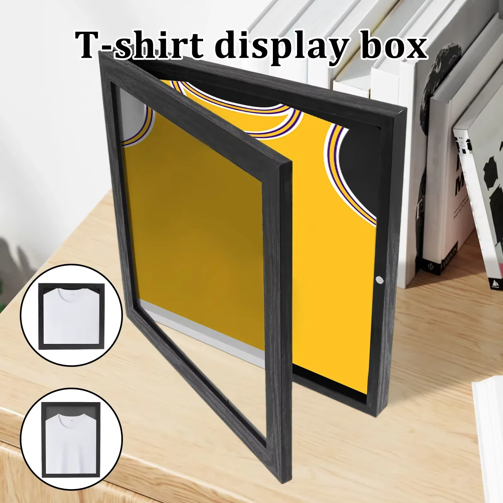 Cadre de présentation mural multifonctionnel pour maillots en bois