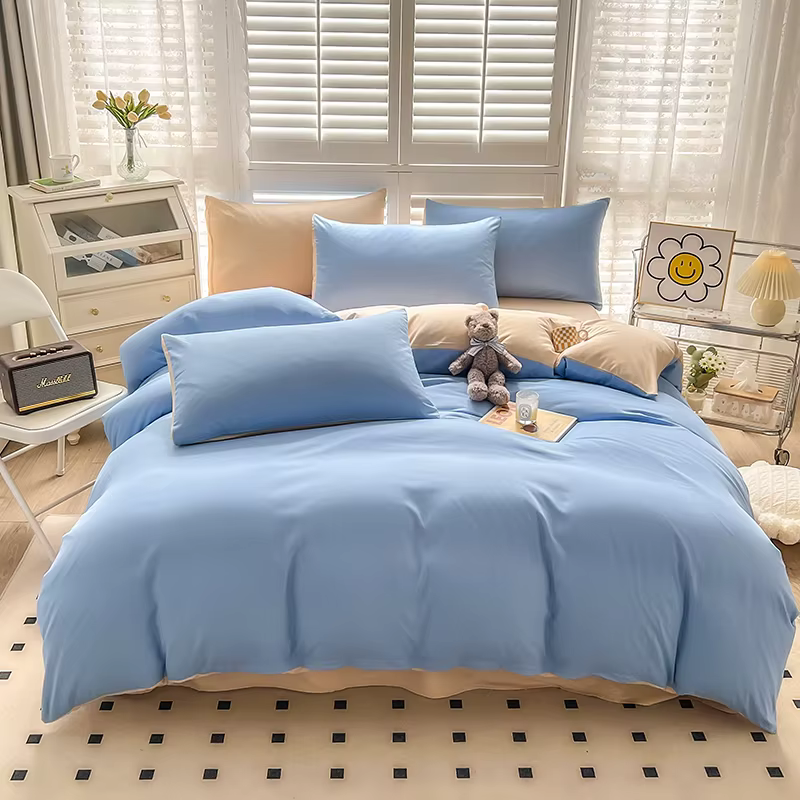 Housse de couette moderne bicolore, simple et élégante, réversible, confortable et respirante, pour un sommeil optimal