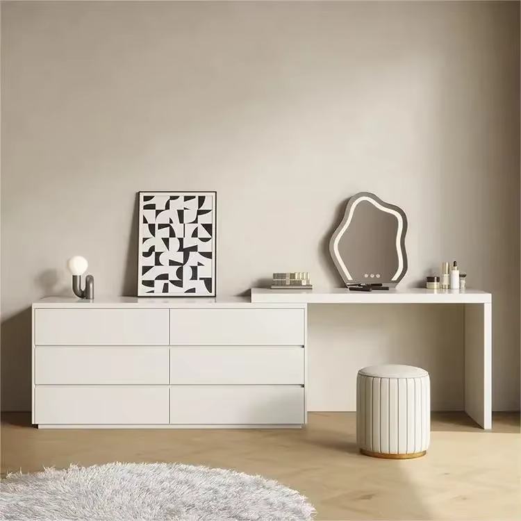 Miroir de maquillage blanc de luxe, bureau d'angle, commode, table, organisateurs d'armoires, rangement, meubles de maison