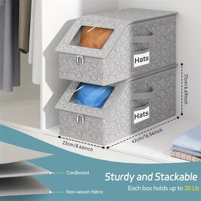 Boîte de rangement pliable pour chapeaux avec fermeture éclair