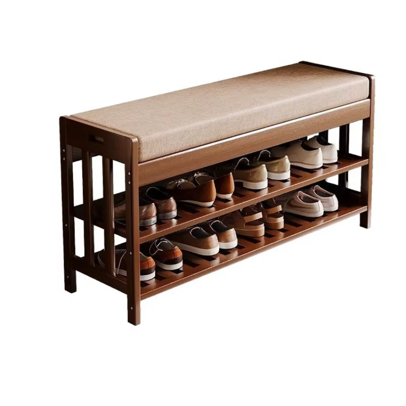 Banc d'entrée rembourré avec rangement, ottoman, siège coussiné, organisateur de chaussures, banc de vestiaire moderne et compact