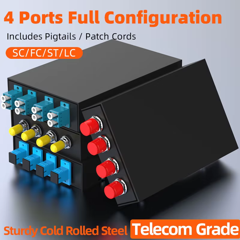 Boîtier terminal fibre optique BYXGD SC/FC/ST/LC 4 ports entièrement équipé en acier laminé à froid pour centre de données