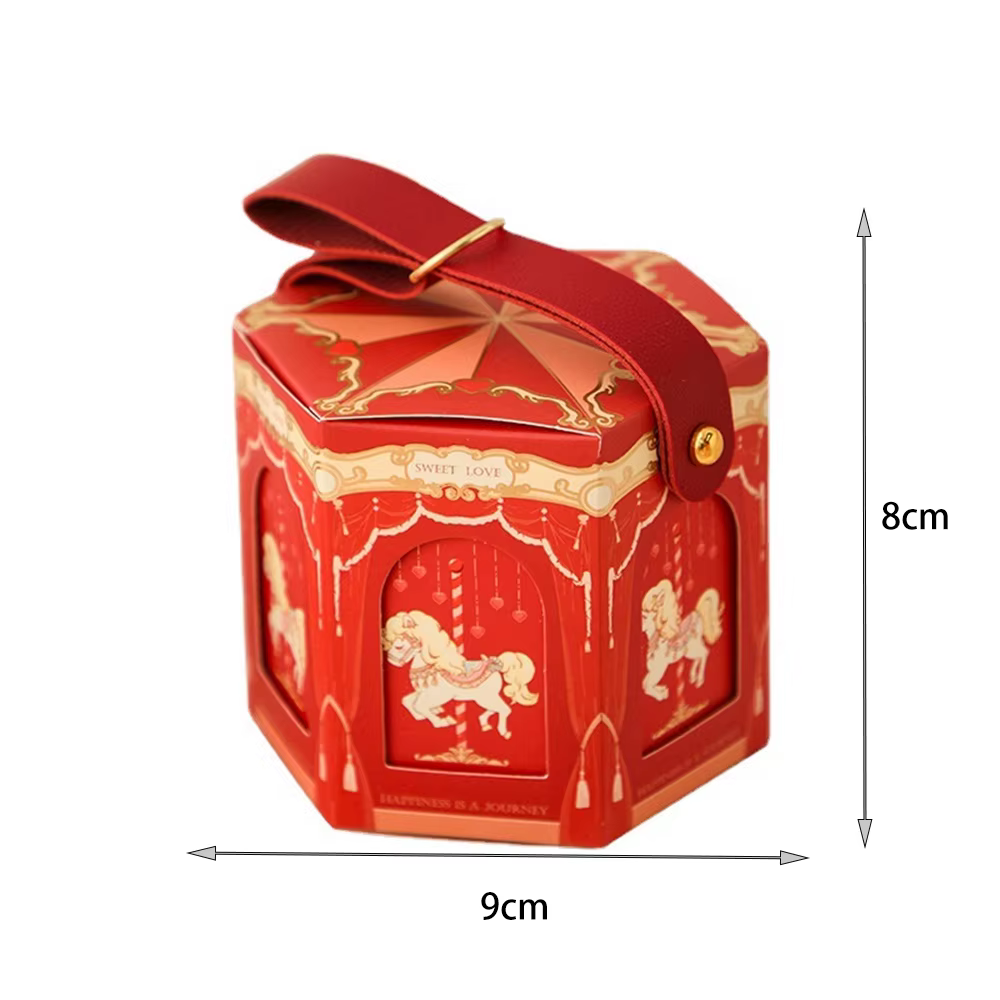 Carrousel en carton doré champagne, boîtes d'emballage pour faveurs de fête préChristophe, fournitures de décoration de fête d'anniversaire pour enfants, 1PC