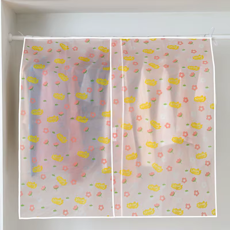 Housse anti-poussière translucide pour vêtements domestiques