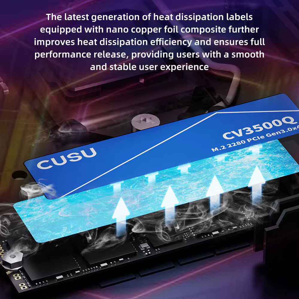 CUSU SSD 512 Go 1 To 2 To NVMe M2 PCIe3.0 M.2 2280 Disque dur SSD pour ordinateur portable de bureau