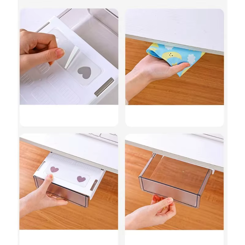 Boîte de rangement sous le bureau, organisateur de papeterie pour bureau et dortoir, étagère de bureau, rangement adhésif sans perçage