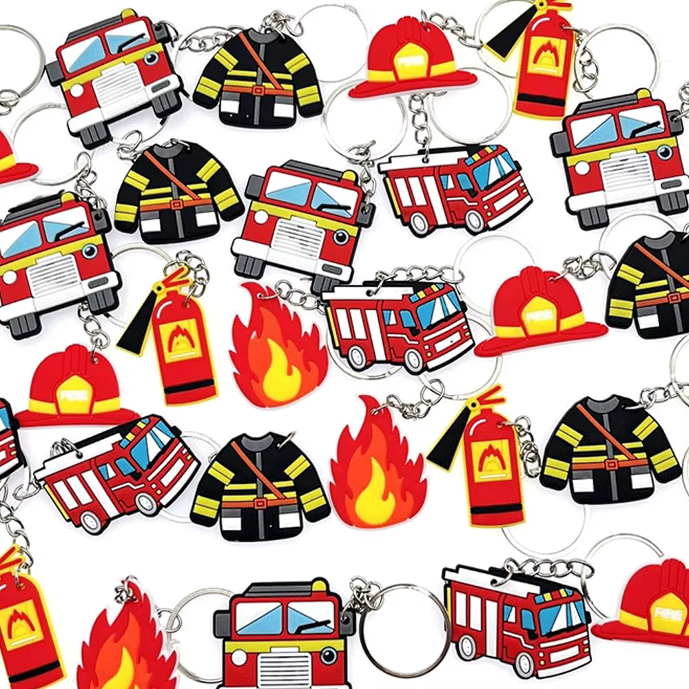 Lot de 18/24/30 porte-clés en silicone pour pompiers
