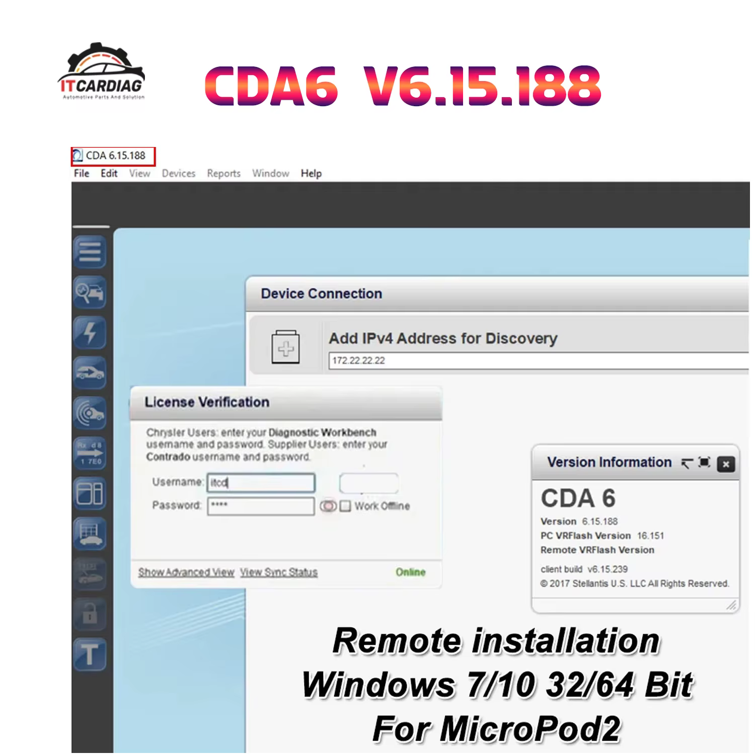 Logiciel d'ingénierie CDA 6.15.188 fonctionnant avec MicroPod 2 pour la programmation de flspatule et l'édition Vin