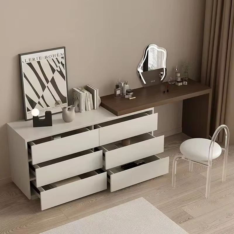 Miroir de maquillage blanc de luxe, bureau d'angle, commode, table, organisateurs d'armoires, rangement, meubles de maison
