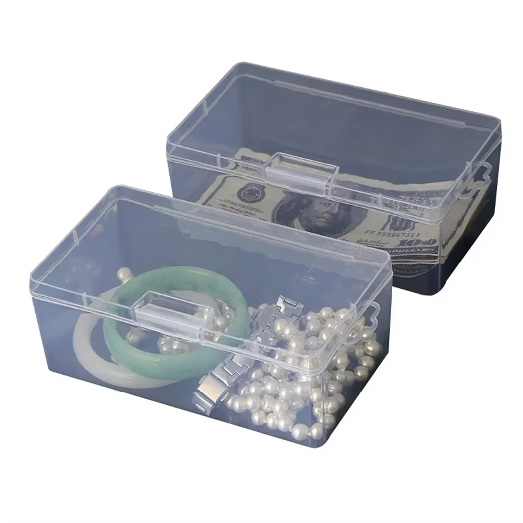 Boîte de rangement rectangulaire en plastique Transparent avec couvercle