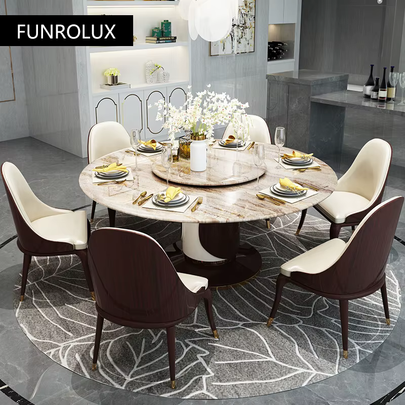 Table à manger en marbre de style moderne, table ronde, tables à manger