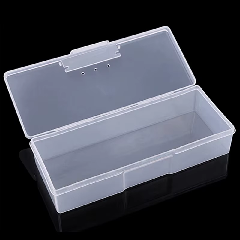 Boîte de rangement pour Nail Art, organisateur d'accessoires pour ongles, conteneur en plastique cuboïde transparent, mallette d'emballage pour brosse à ongles, lime, outils de manucure