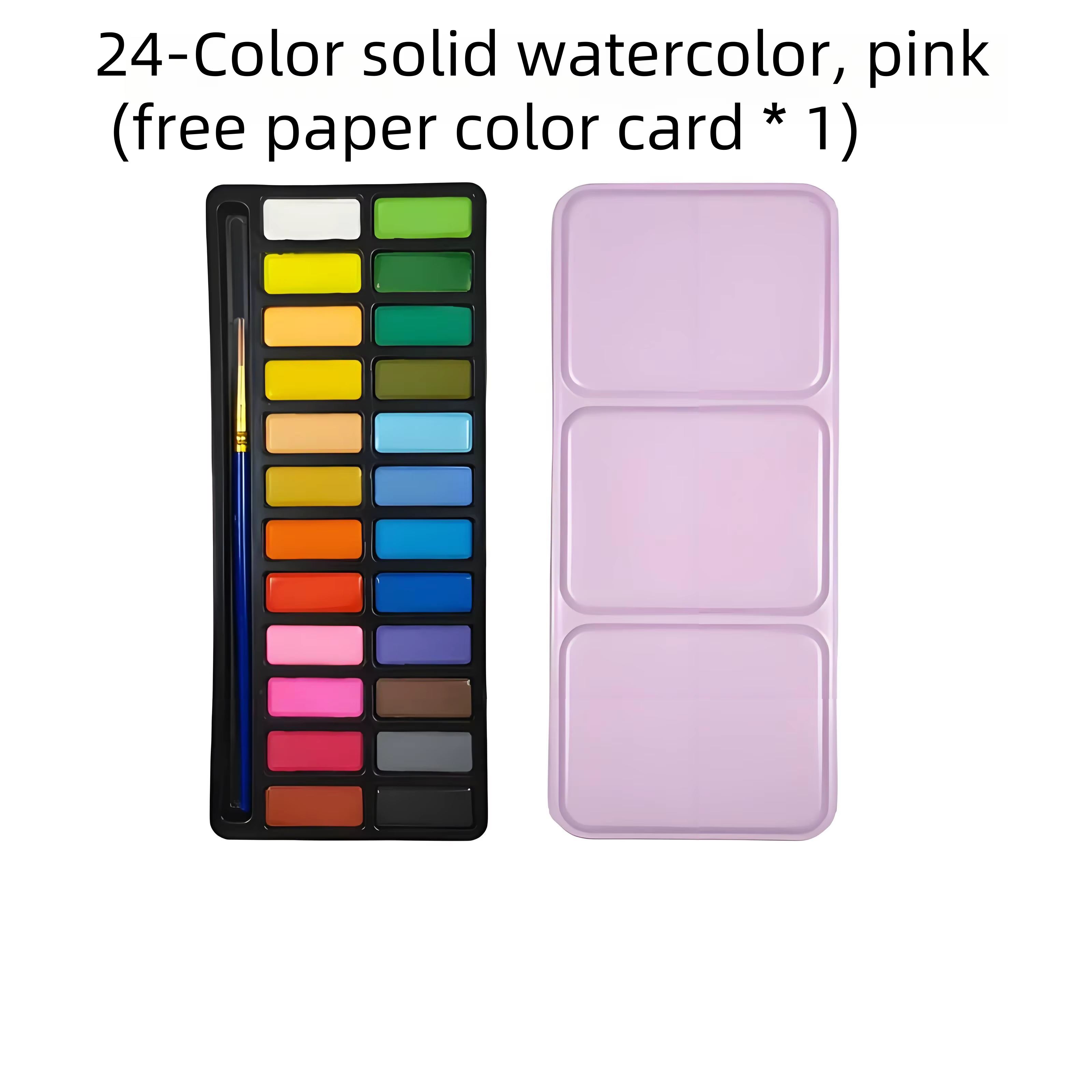 Boîte en fer de 24 couleurs de peinture à l'aquarelle solide, stylo et nuancier gratuits. Convient aux débutants en peinture et au dessin.