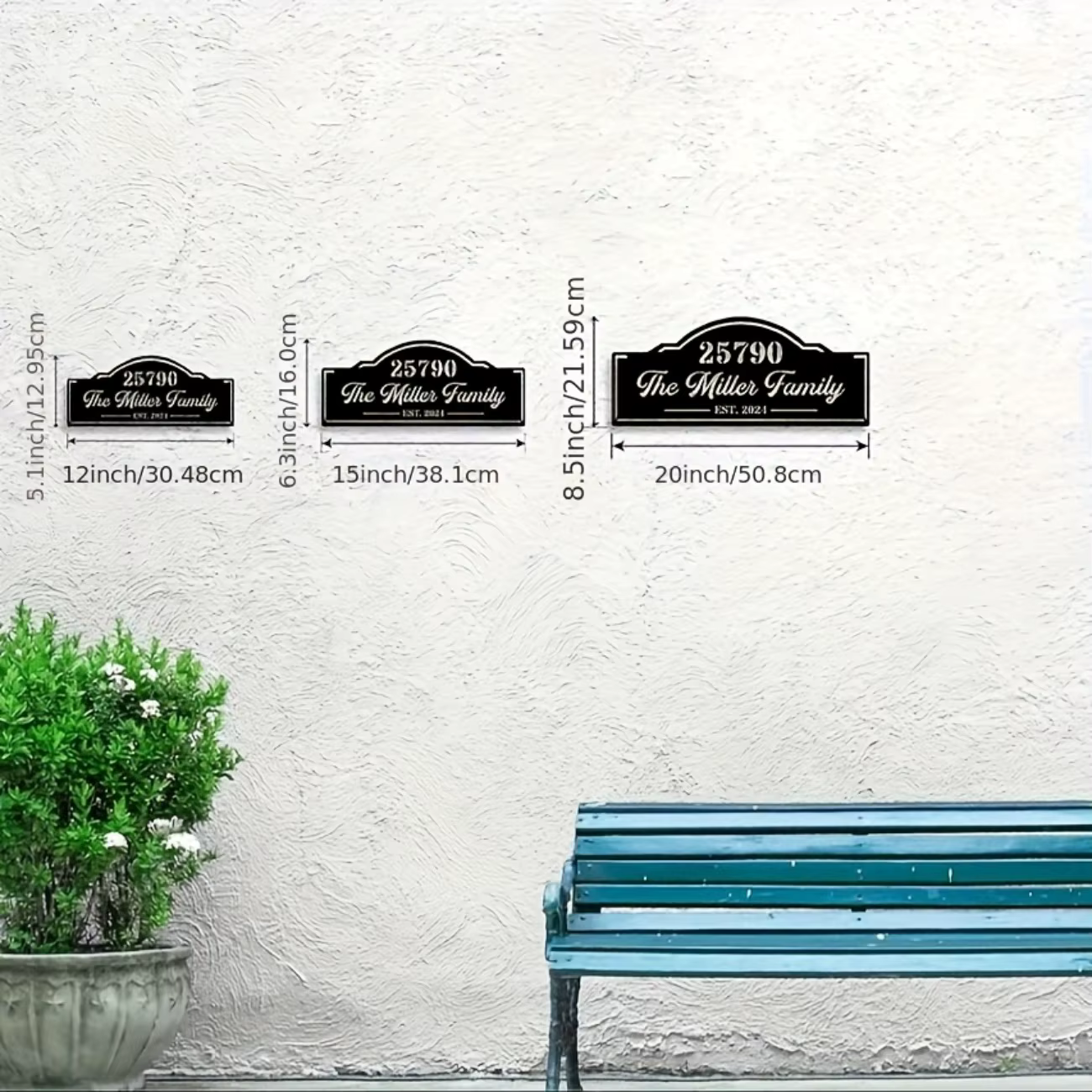 Panneau de numéro de maison en métal personnalisé-plaque d'adresse extérieure personnalisée, tenture murale de style classique, polyvalente pour la maison.