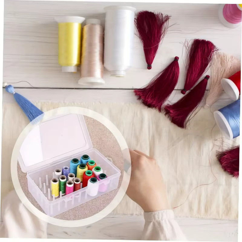 Boîte de rangement transparente en plastique PP pour kit de couture et broderie
