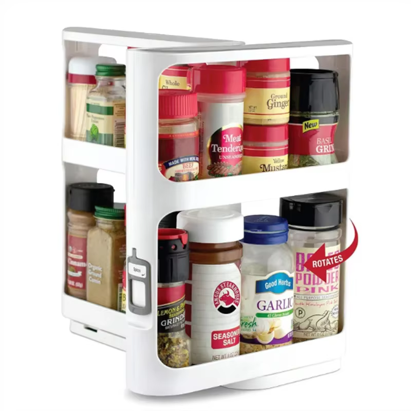Support rotatif de stockage multicouche, armoire de rangement, support de stockage des aliments, support à épices rotatif extractible, support à épices