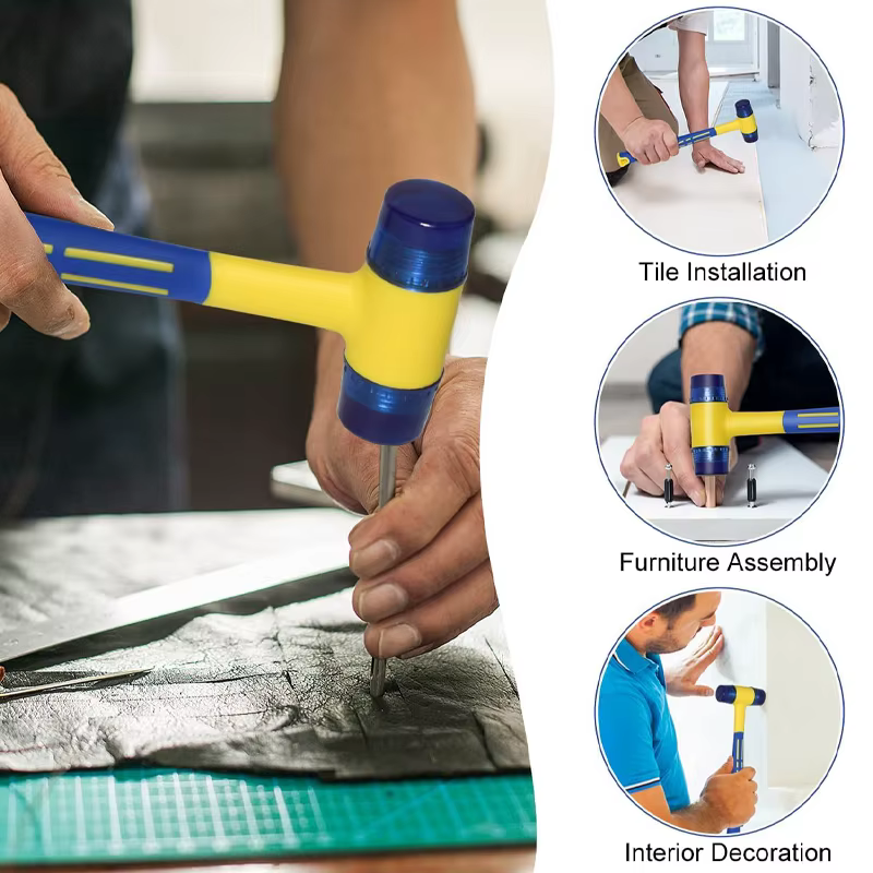 Marteau de pose double face en caoutchouc 25-45 mm avec tête détachable pour carrelage