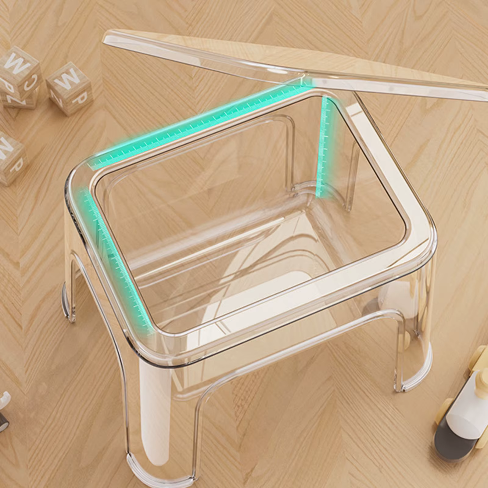 Escabeau de rangement pouf Stable repose-pieds tabouret Transparent repose-pieds tabouret à langer pour le linge domestique salon