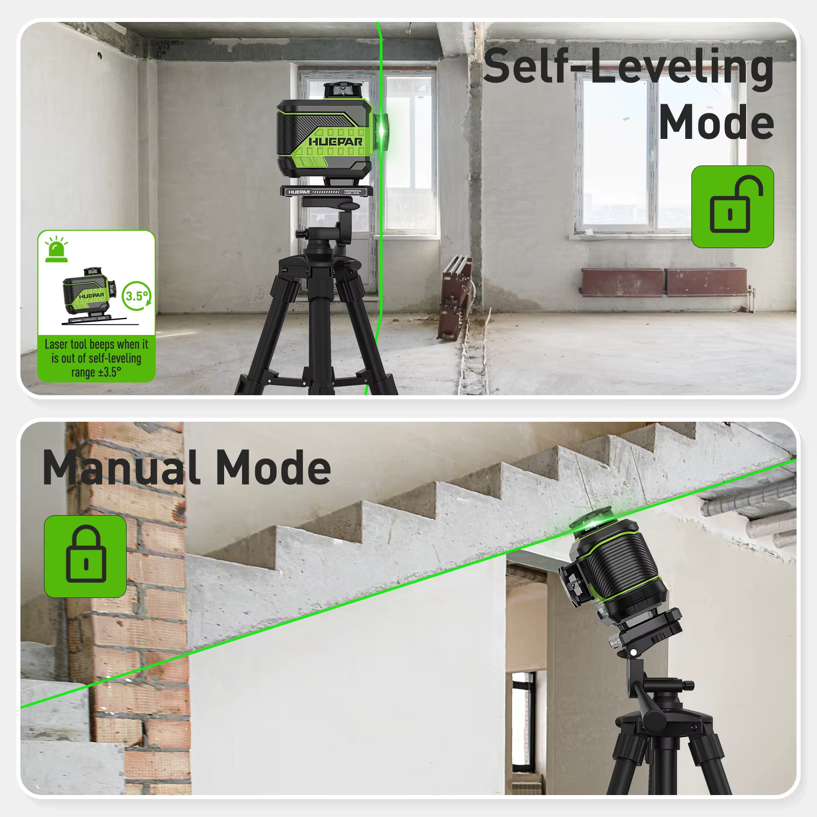 Huepar-Niveau laser vert 4D 16 lignes Z04CG