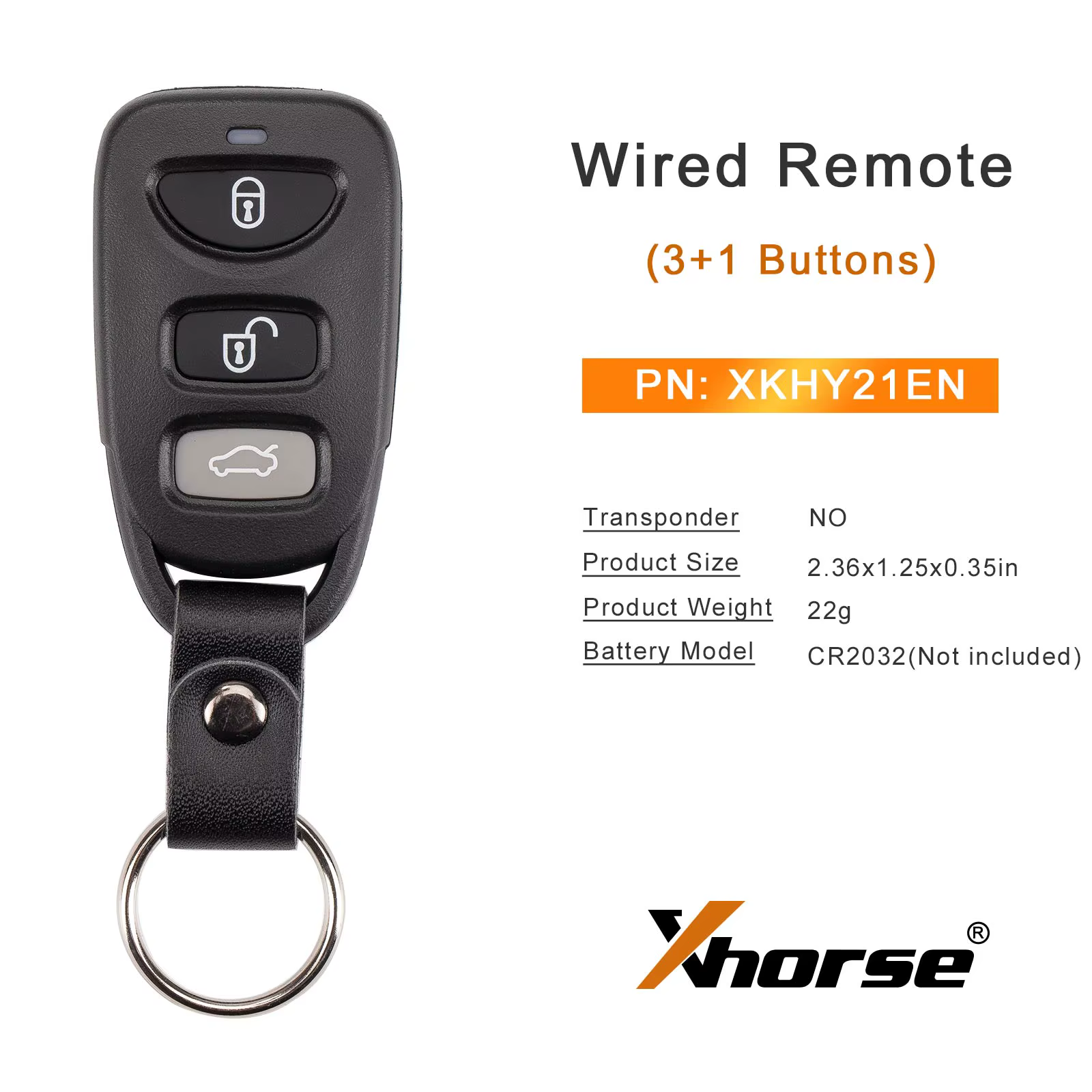 Clé télécommande universelle filaire Xhorse XKHY21EN/XKHY01EN pour Hyundai, 3 + 1 boutons, fonctionne avec l'outil de clé Xhorse VVDI, 5 pièces/lot