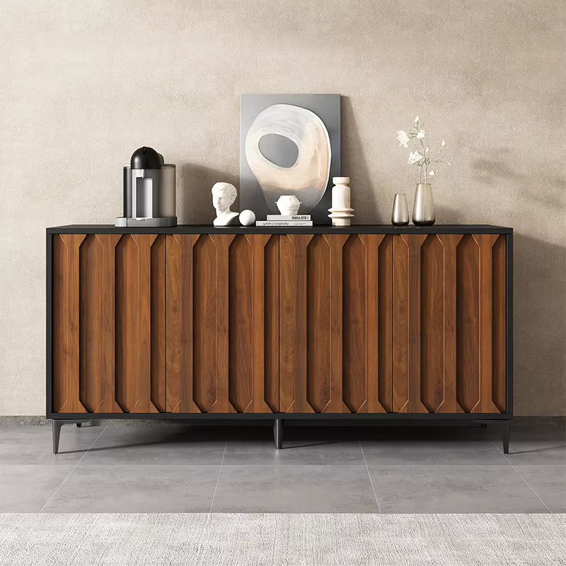 Armoire basse de rangement en bois massif personnalisée