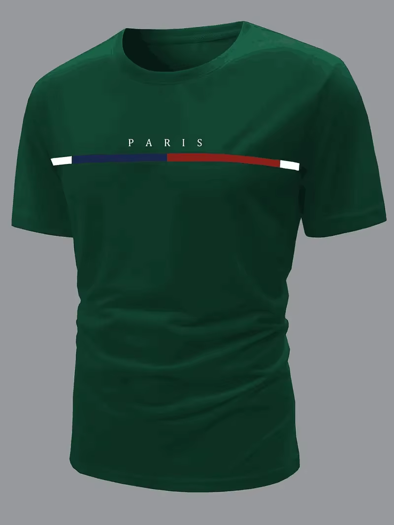 T-shirt à motifs College sur le thème de Paris, vêtements d'été pour hommes