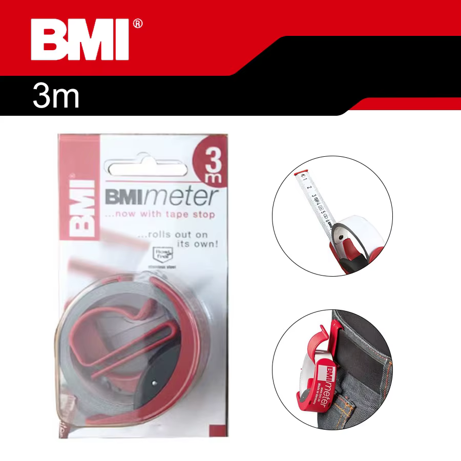 BMI 429 241 429 341 Mètre Ruban Télescopique de Précision Rapide 2m 3m avec Échelle en mm pour Designer et Décorateur