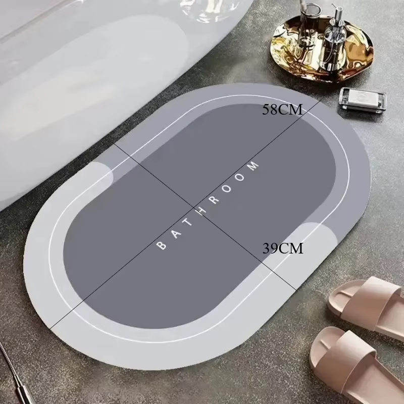 Tapis de salle de bain décoratif, antidérapant, à séchage rapide, résistant aux taches - Tapis de douche facile d'entretien pour sols de salle de bain