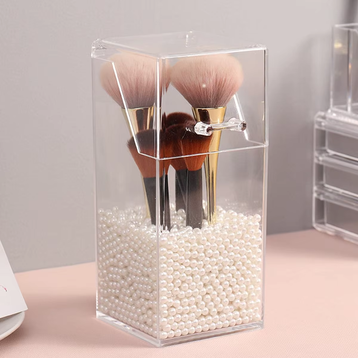 Boîte de rangement pour pinceaux de maquillage, simple et transparente, support de rangement multifonctionnel pour pinceaux de maquillage, simple, durable et pratique