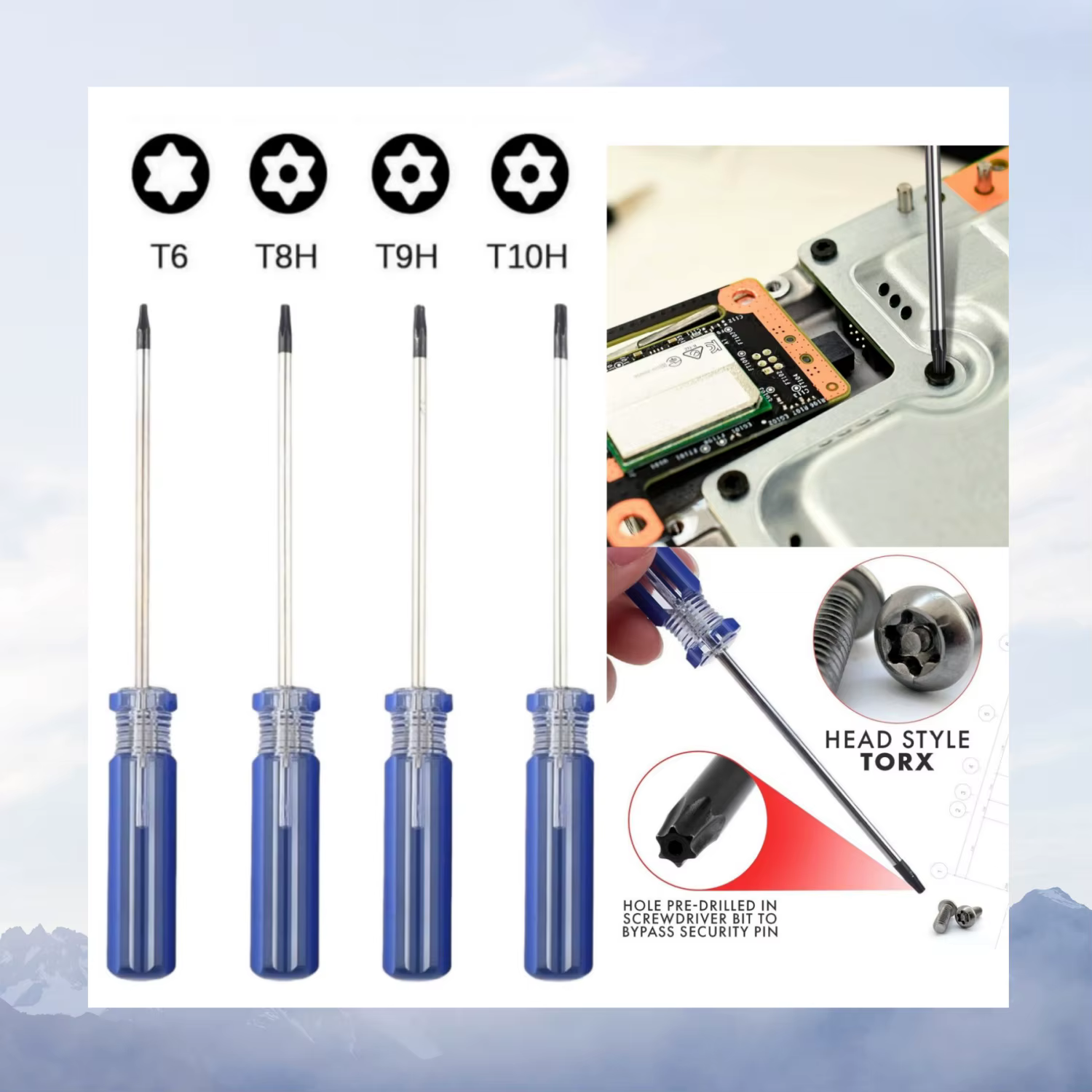 Jeu de tournevis Torx T6 T8 T9 T10, tournevis de sécurité Torx T8H TR9 TR10 Compatible avec la réparation de contrôleurs série S & X PS4 PS5