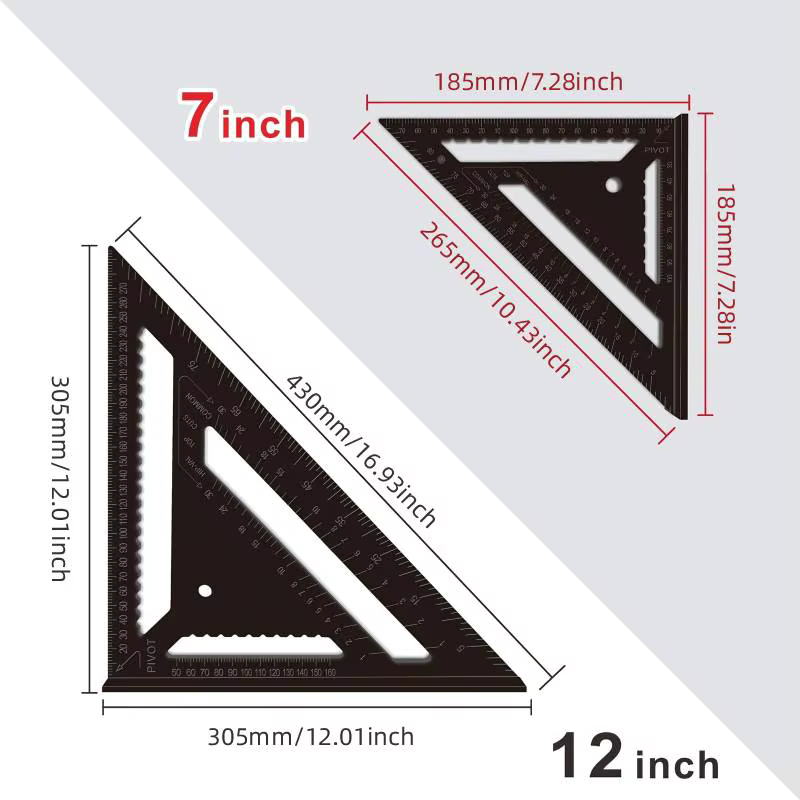 Règle triangulaire 7 pouces 12 pouces